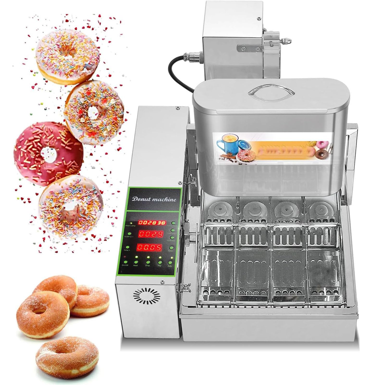 AYCDL Donut Making Machine - Automatic Fryer with Intelligent Control Panel for Street Food and Snack Preparation