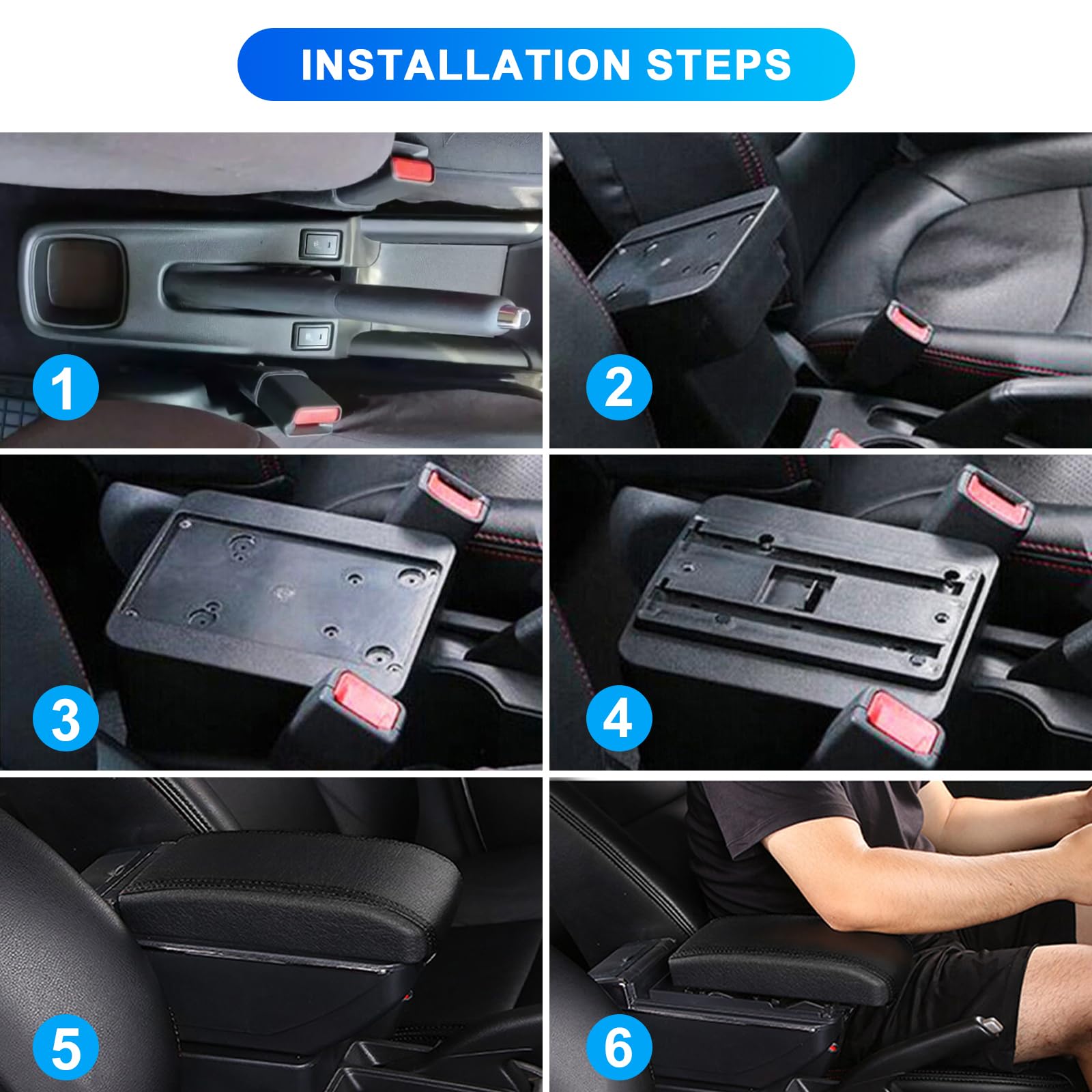 YJYWZH Compatibel met Suzuki Swift Armsteun 2005-2024 Auto Middenconsole Armsteun Opbergbox Dubbellaags Zwart Leer Auto Arm Ondersteuning