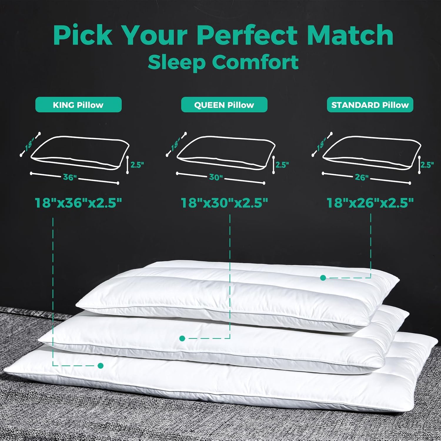 Three Geese Luxury Flat Thin Goose Feather Down Pillows Standard Size, 2.5" Height, 100% Cotton Cover, Medium Firm Hotel Collection Ultra Slim Thin Bed Pillows, Machine Washable, 18 x 26 Inches - Image 7