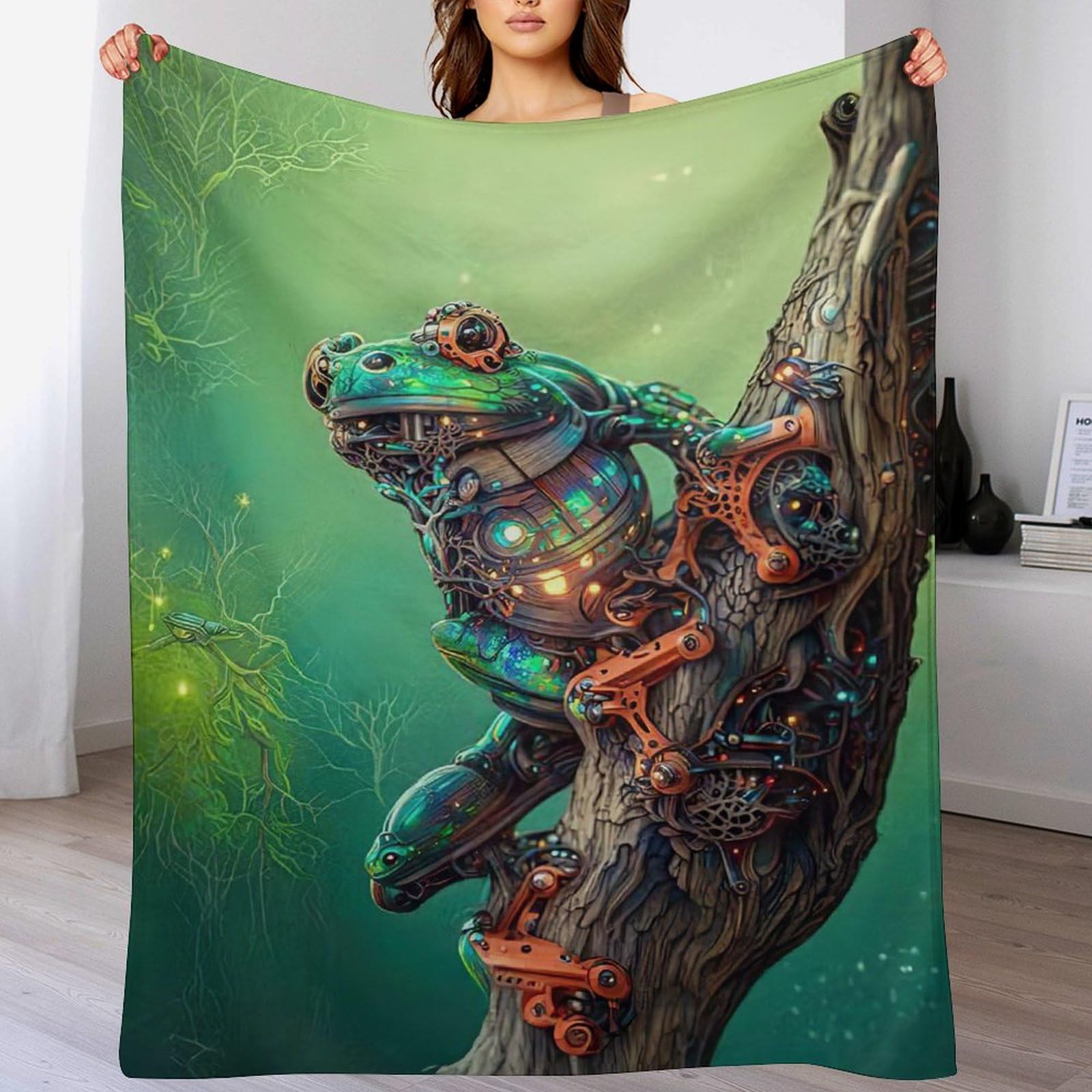 Plaid grenouille en flannel de 130x150 cm pour lit et canapé