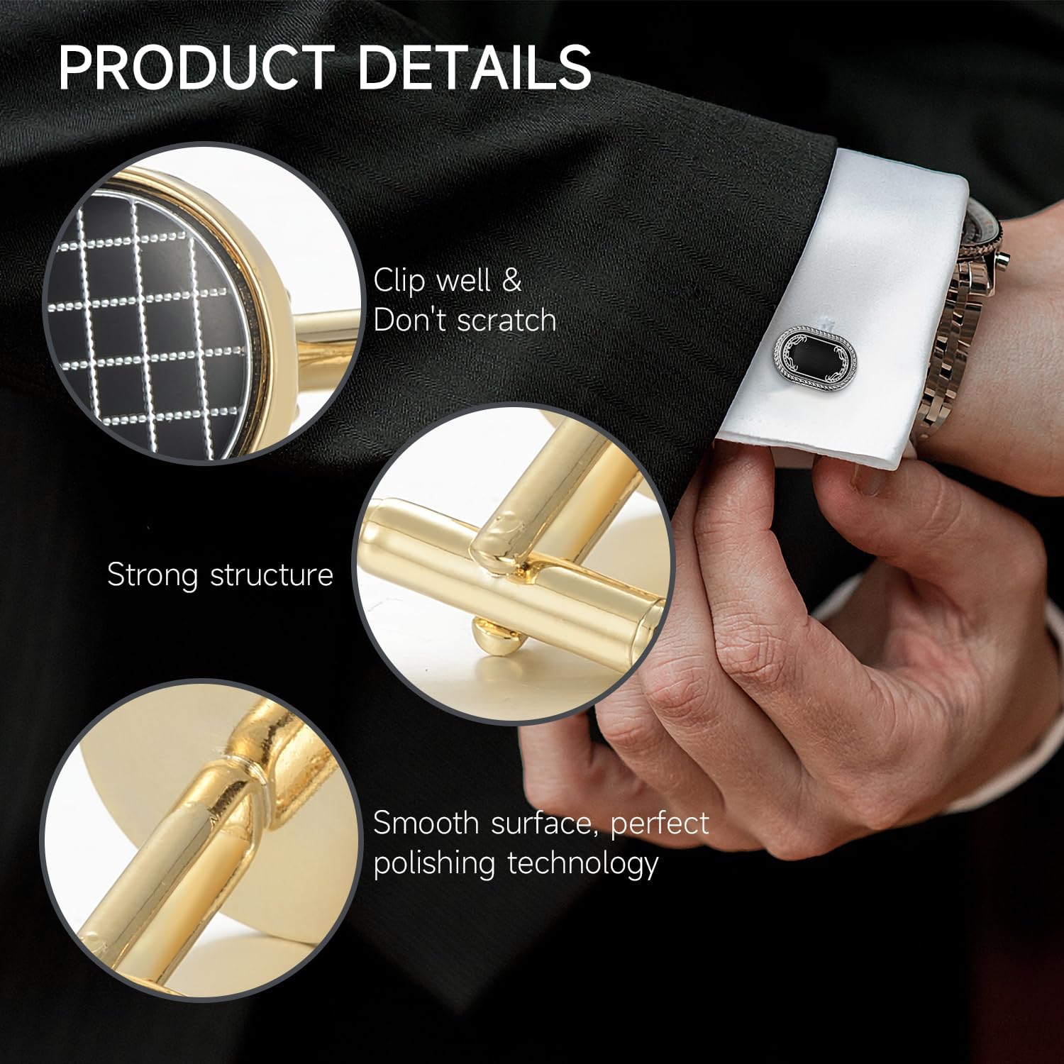 wynameleri Men's Jewelry Cufflinks and Studs for Tuxedo Shirts for Weddings, Business, Dinner, Round Tuxedo Buttons