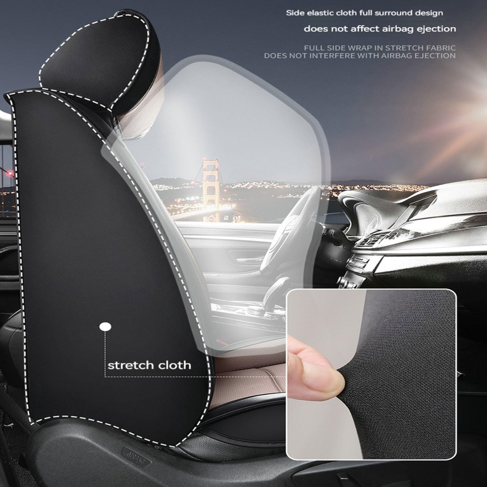 FIENZA Universale Coprisedili Auto per Renaul Captur 2 E-Tech Hybrid 2020-2025 2026 Pelle Traspirante Antiscivolo Rivestimenti Anteriori Posteriori Comfortevoli,Compatibili con Airbag,Nero