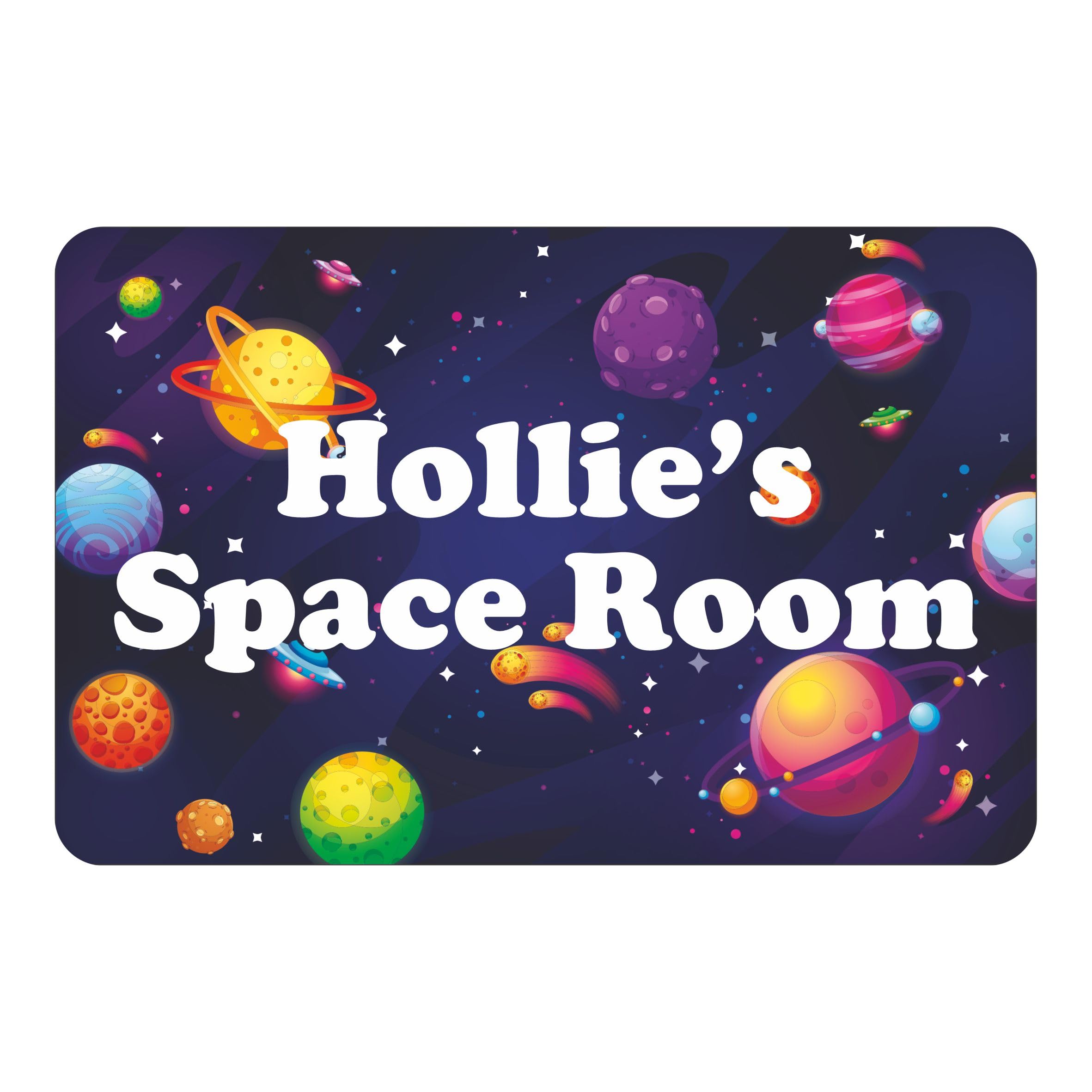Space design with planets Kids Bedroom Door Sign Personalised For You - Any Name! Door Plaque,Girls/Boys,Nursery,Decor,Kids Room,Space