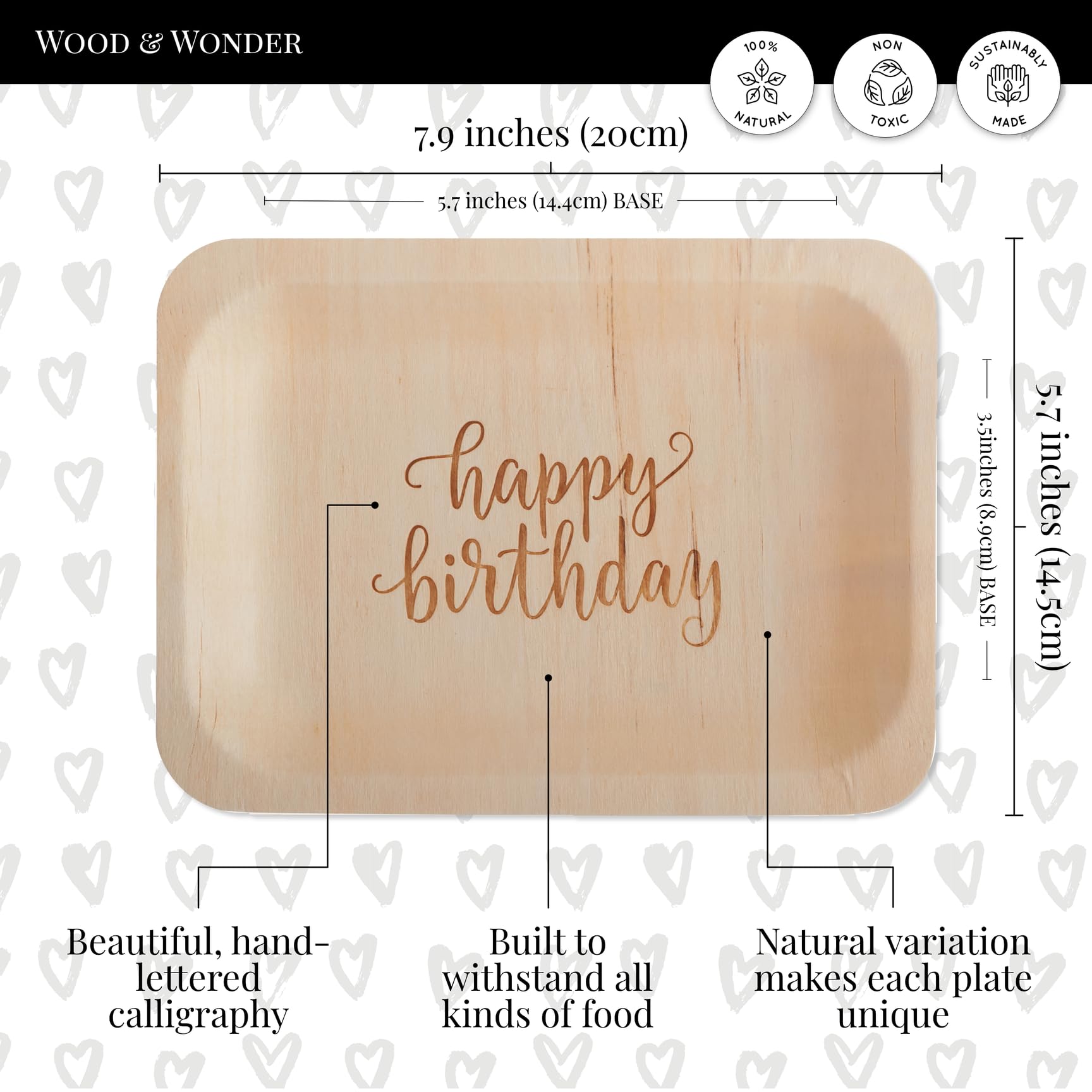 Jednorazowe talerze urodzinowe Happy Birthday, rustykalne, kompostowalna alternatywa dla plastikowych talerzy na przyjęcia urodzinowe (sałatka/deser, 50 sztuk)