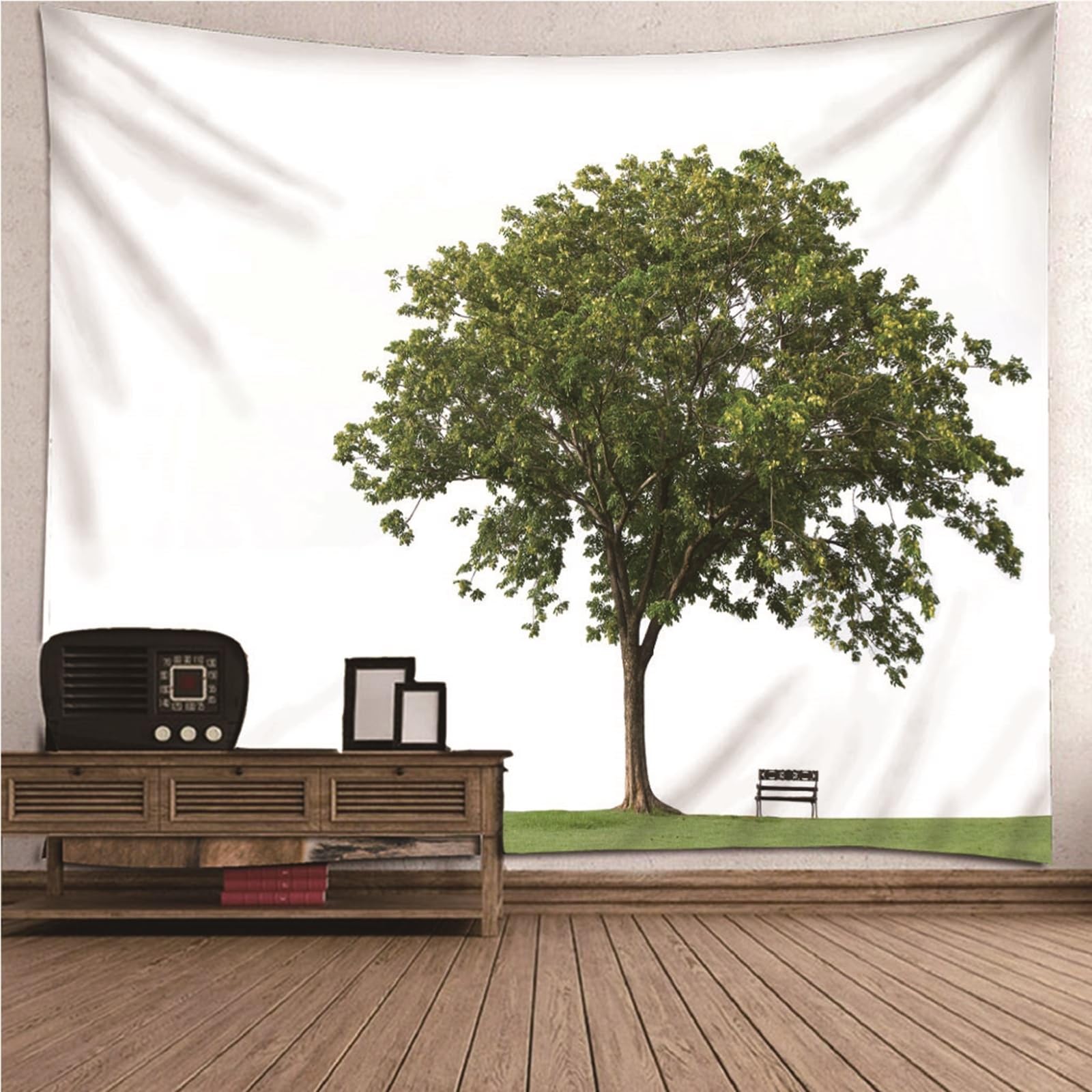 Lieson Arazzo Decorativo, Arazzi da Parete Camera da Letto 260x240CM Grande Albero Tappeto Muro Camera da Appendere Alla Parete Per Decorazione Della Casa, Verde Bianco