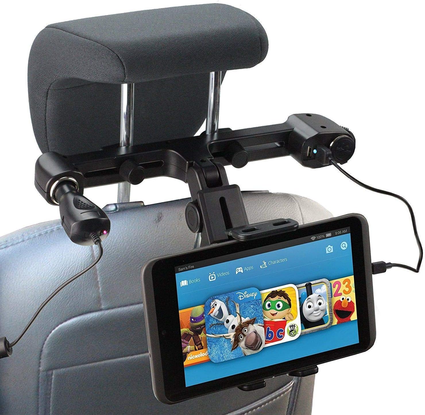 Navitech USB Port 4.2A Headrest Mount with Integrated Car Charger Compatible with Dragon Touch 10" Tablet