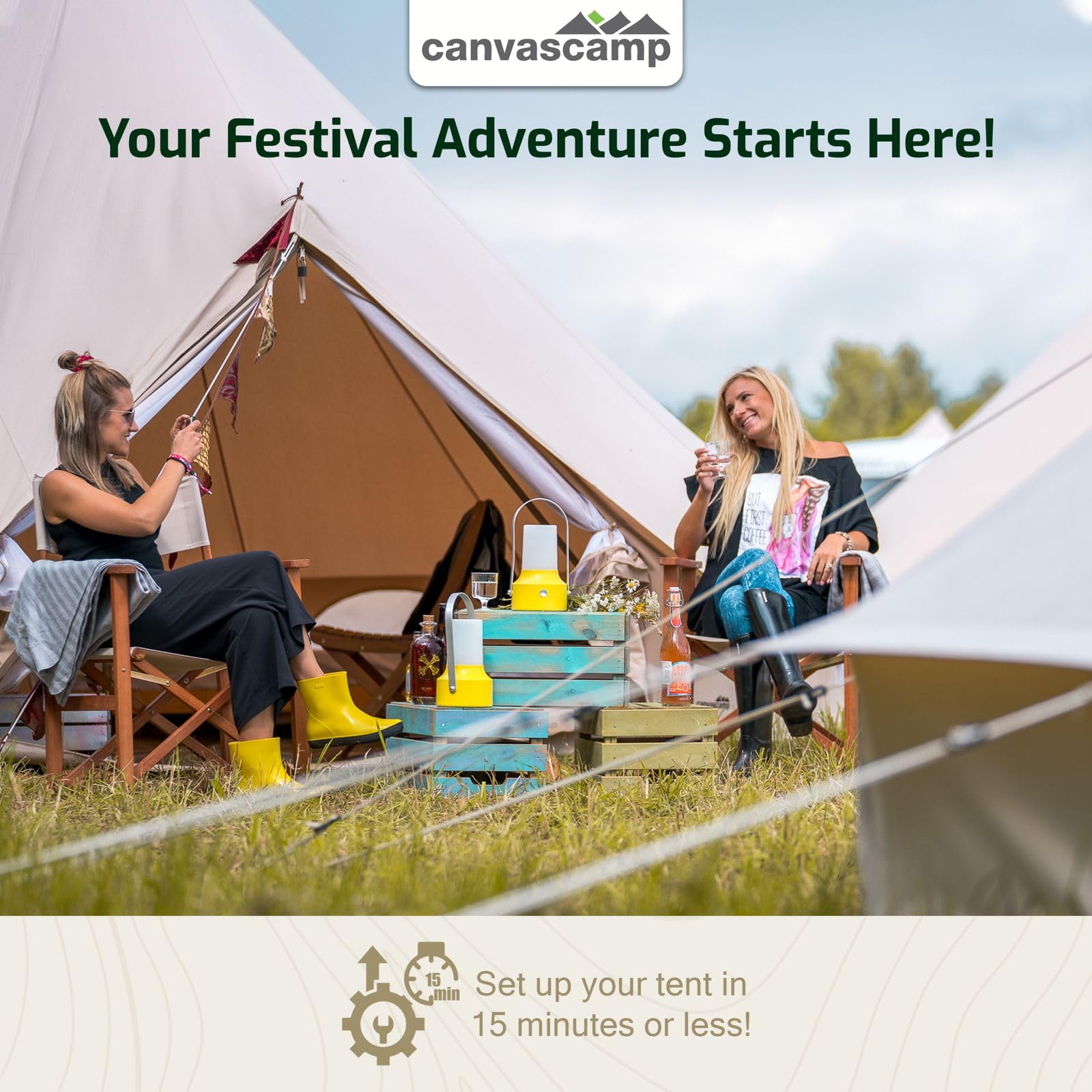 Sibley Bell 500 namiot dla 2-8 osób, glamping i festiwal tipi, z ochroną przed komarami i zdejmowanym dnem, luksusowy namiot rodzinny, namiot kempingowy, wodoszczelny, bawełniany
