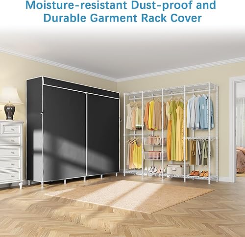 Miniatura 4 de VIPEK V40C Pro Coverd - Perchero independiente para dormitorio, perchero blanco resistente con cubierta negra, perchero de metal multifuncional para