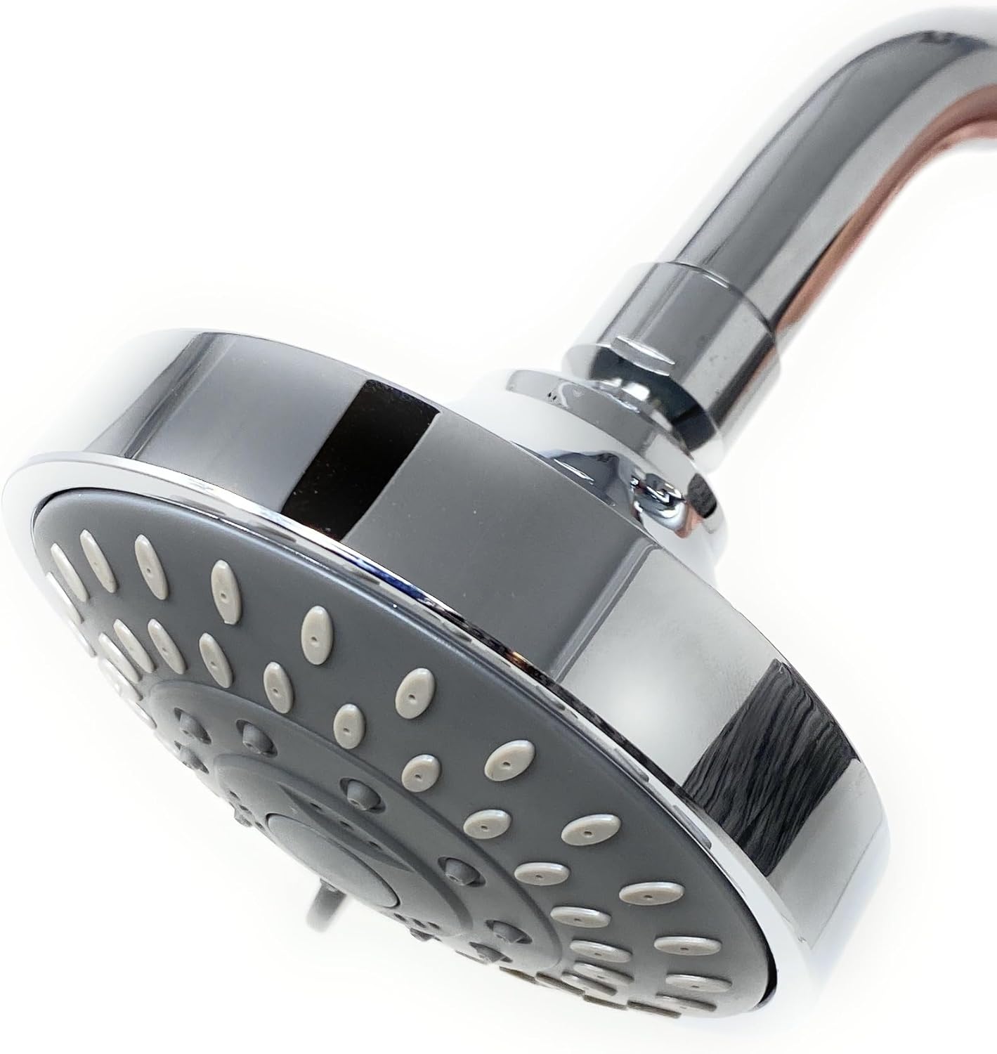 4" Chrome Finish High or Low Pressure 5 Function Shower Head [3766] With 5 Spray Patterns, includes 3 removable flow restrictors and Teflon Tape