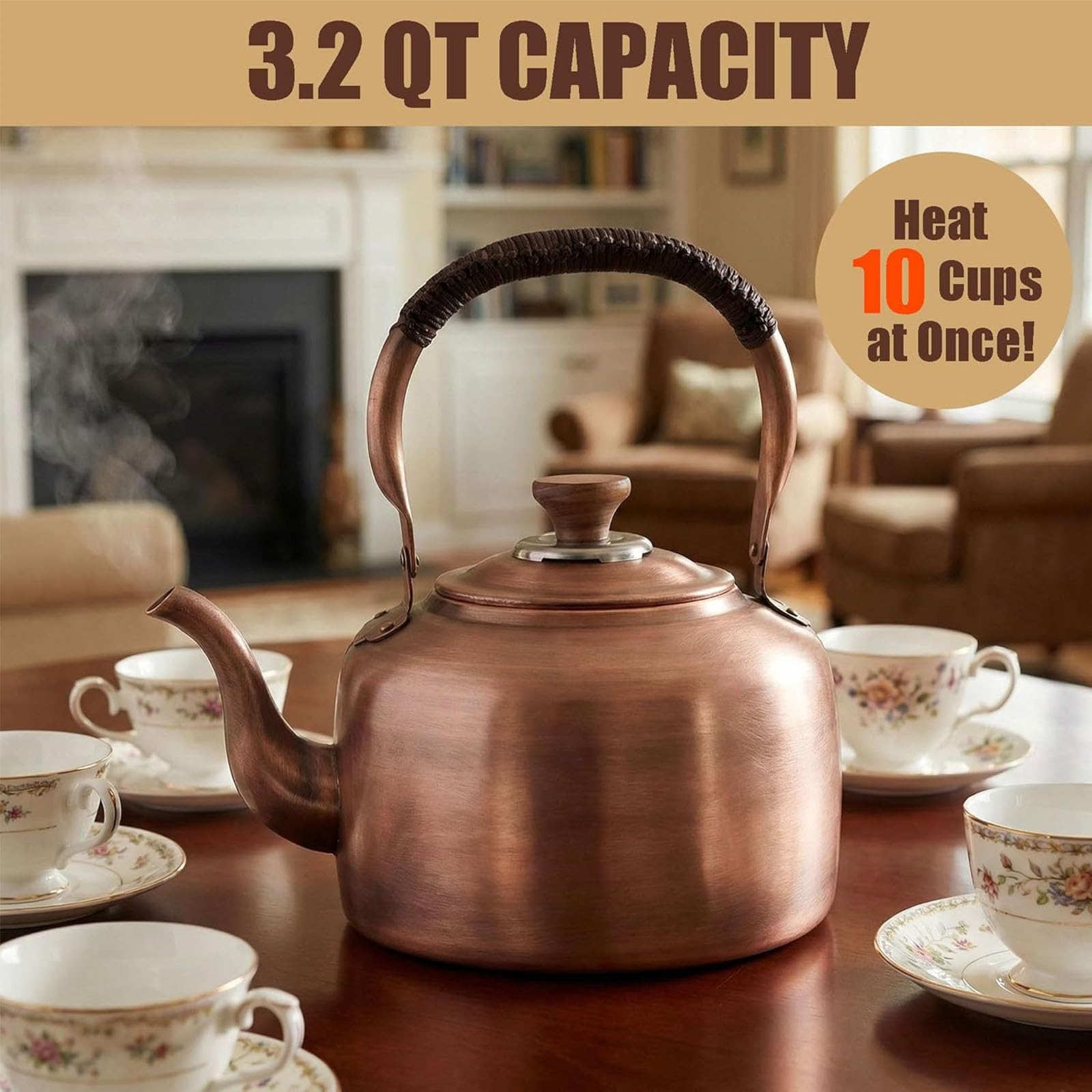 Czajnik z gwizdkiem na płytę kuchenną, 3 l, vintage czajniczek z głośną pokrywką gwizdka, szybkie gotowanie do kuchenek indukcyjnych, elektrycznych i gazowych
