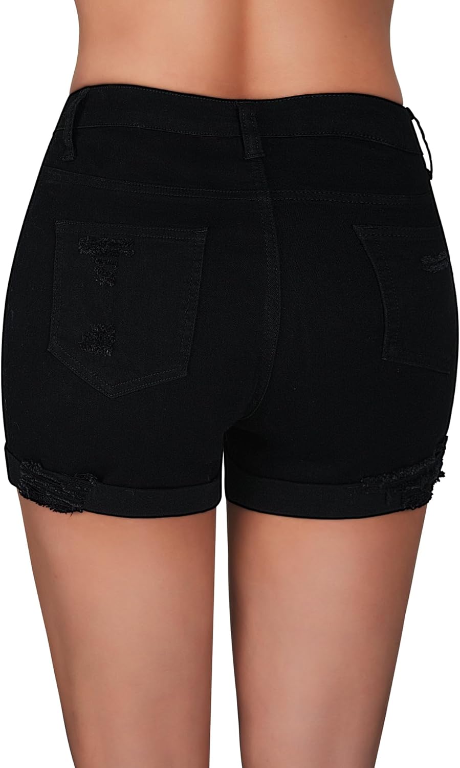 roswear Women's Summer Mid Rise Ripped Denim Shorts Stretchy Butt Lifting Jean Shorts - Image 6