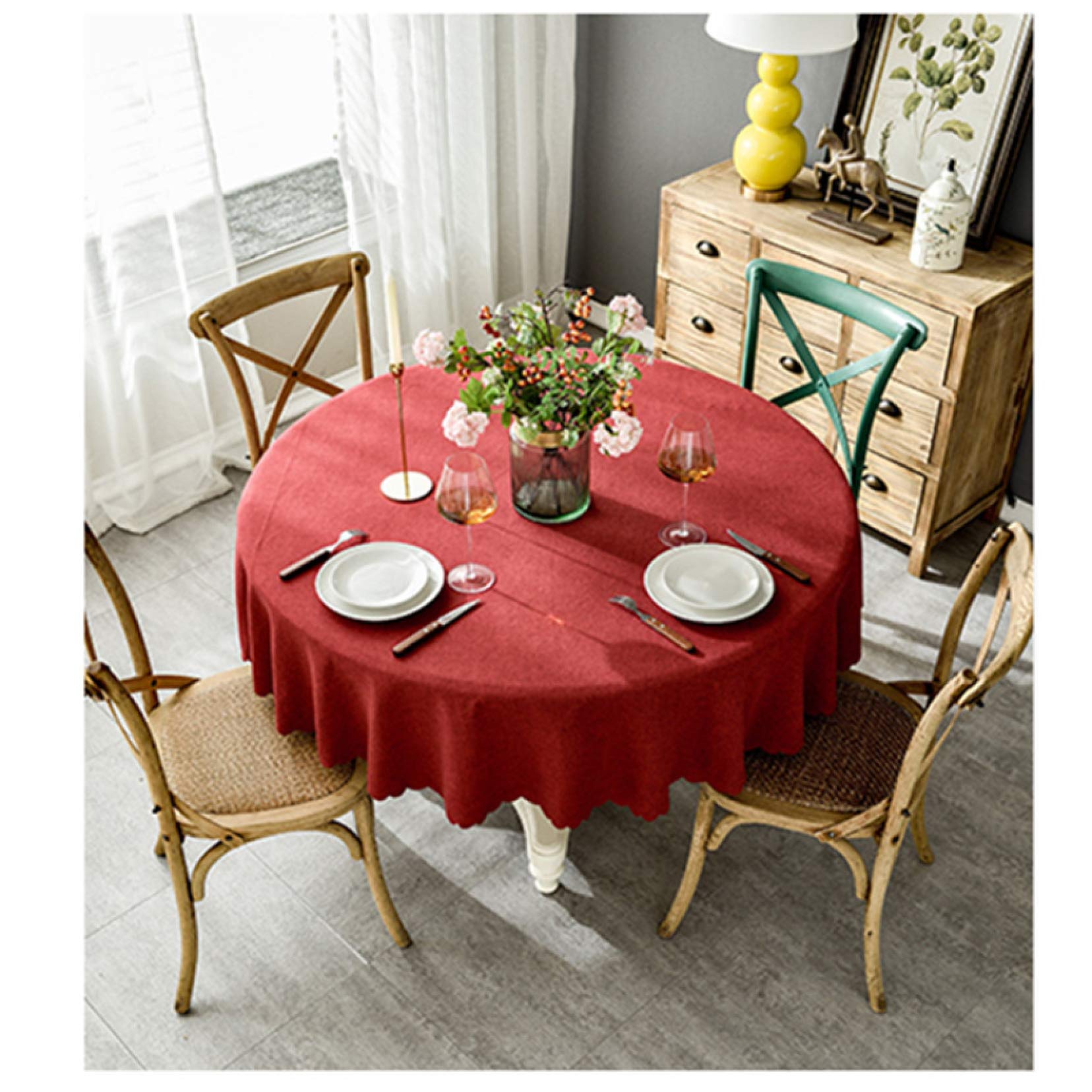 Amazon｜撥水加工 テーブルクロス 円形 円形テーブル ラウンド