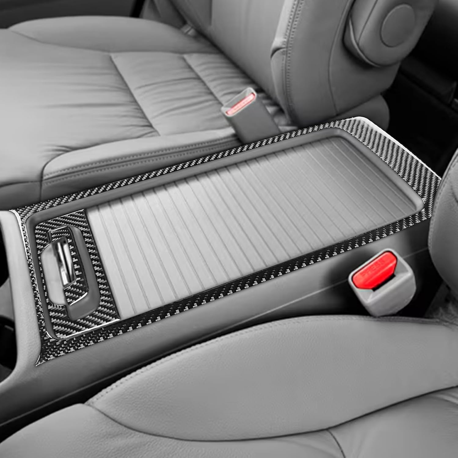 Real Black Carbon Fiber Car Center Console Armrest Box Panel Handle Switch Decoration Trim Sticker Auto Premium Interior Accessories Compatible with Honda CRV CR-V 2016 2015 2014 2013 2012