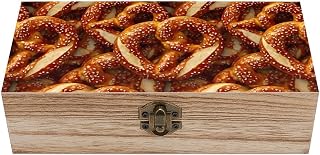 Pretzels Germany Food Funny Storage Boxes with Lid Wood Home Organizer | Novelty Printed Stylish Jewelry Photo Bins for Keepsake
