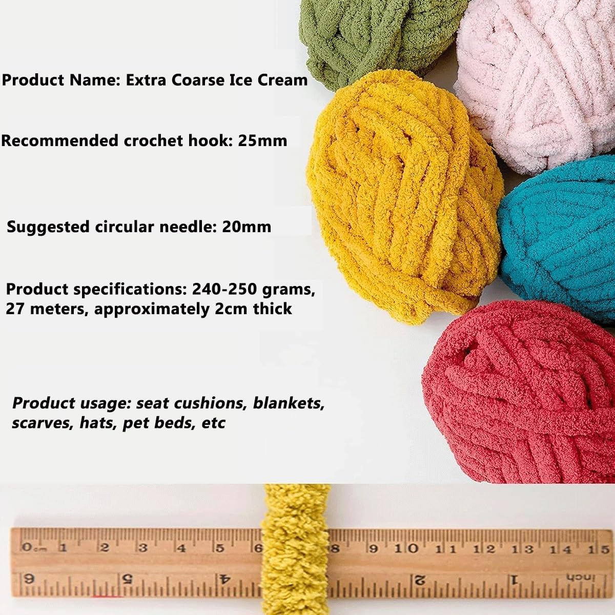 1.2.5.10 x 250 g Gomitolo Lana Grossa Filato Morbido di Ciniglia Gomitolo di Filato per Lavori a Maglia Filato di Lana per Uncinetto e Maglieria Coperte Sciarpa Cappello Hobby Creativi DIY(20#,10 roll
