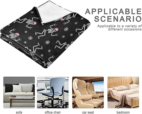 Miniatura 4 de KLL Christmas Skeleton with Rock Sign Plush Blanket Spring Flannel Fleece Blanket Comfy Cozy Throws 50"x60" for Bed, Bedroom, Home Decor