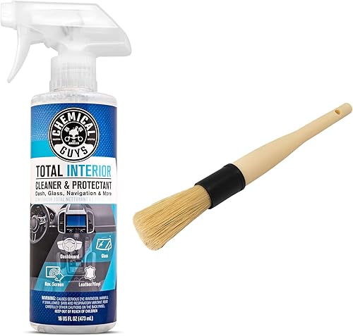 Chemical Guys SPI22016 - Limpiador y protector total de interiores, 16 onzas líquidas, con cepillo Acc_S90 para detalles de pelo de jabalí, seguro