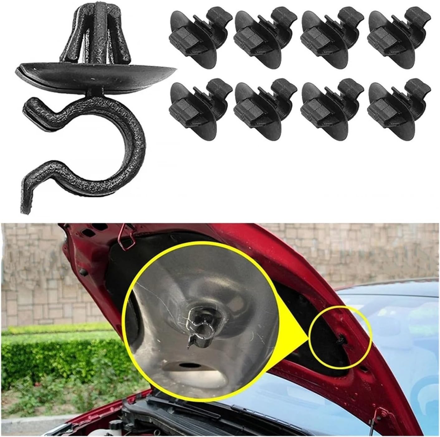 10X Hood Bonnet Rod Support Prop Clips Clamp Holder Compatible C2 C3 C4 C5 AX B9 Retainer 792834