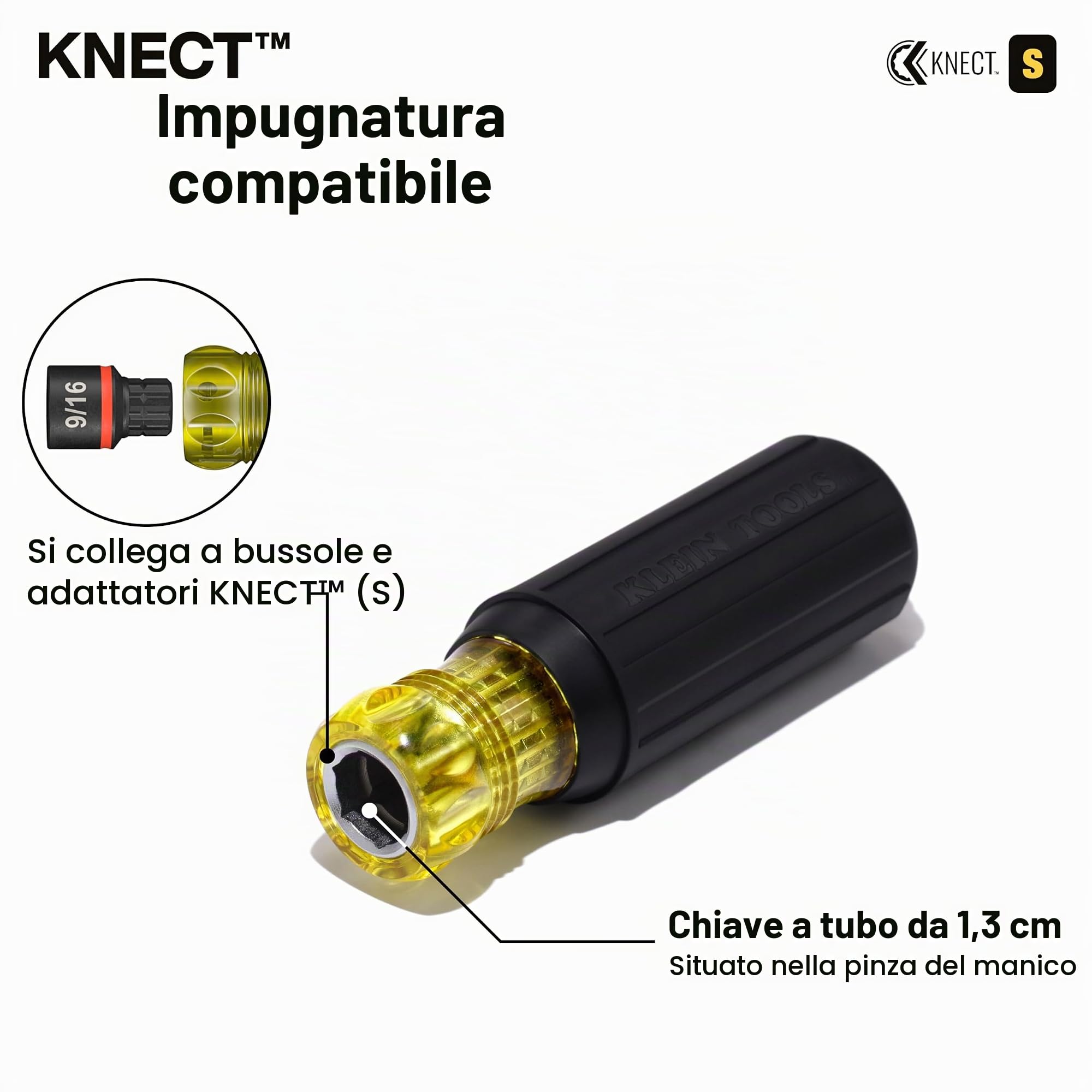 Klein Tools 32527HD - Cacciavite KNECT 11 in 1 per CVC, multi-punta e resistente agli urti, con punte Phillips, piatto, quadrato e Schrader
