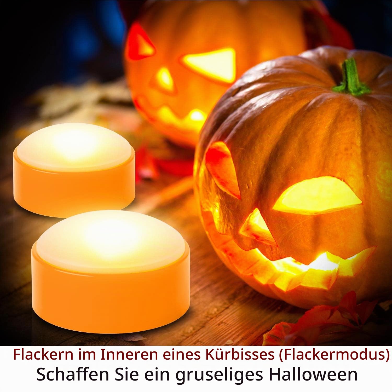 8 Stück Halloween LED Kürbis Lichter mit Fernbedienung und Timer, batteriebetriebene orange Jack-O-Laterne Lichter für Halloween Dekor, flammenlose Kerzen für Kürbis Dekoration