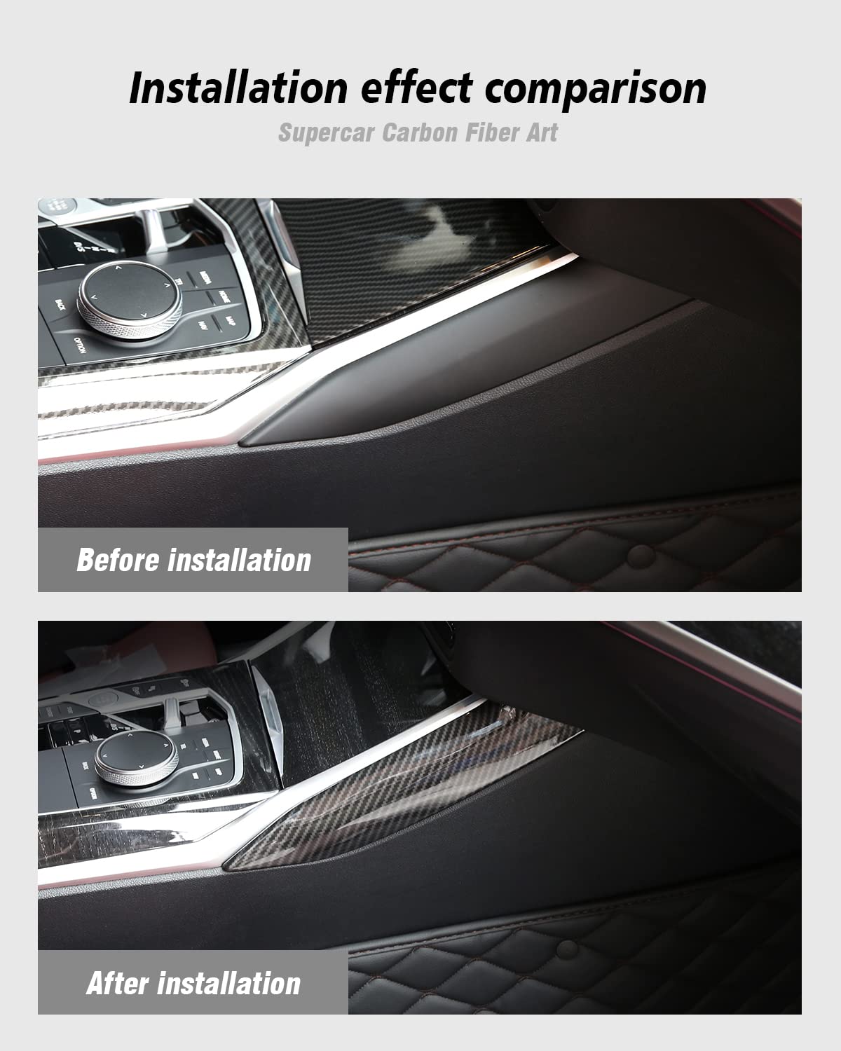 Copertura Laterale in Fibra di Carbonio per Pannello di Controllo Centrale, Adatta per BMW G20 G21 G22 G23 3/4 Serie 330i M340i (2019-2025), ABS Accessori Interni Auto