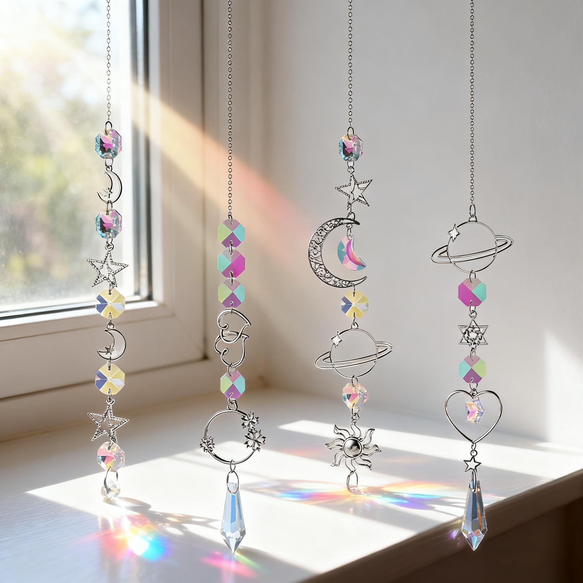 HASTHIP® 4Pieces Colorful Crystals Suncatcher
