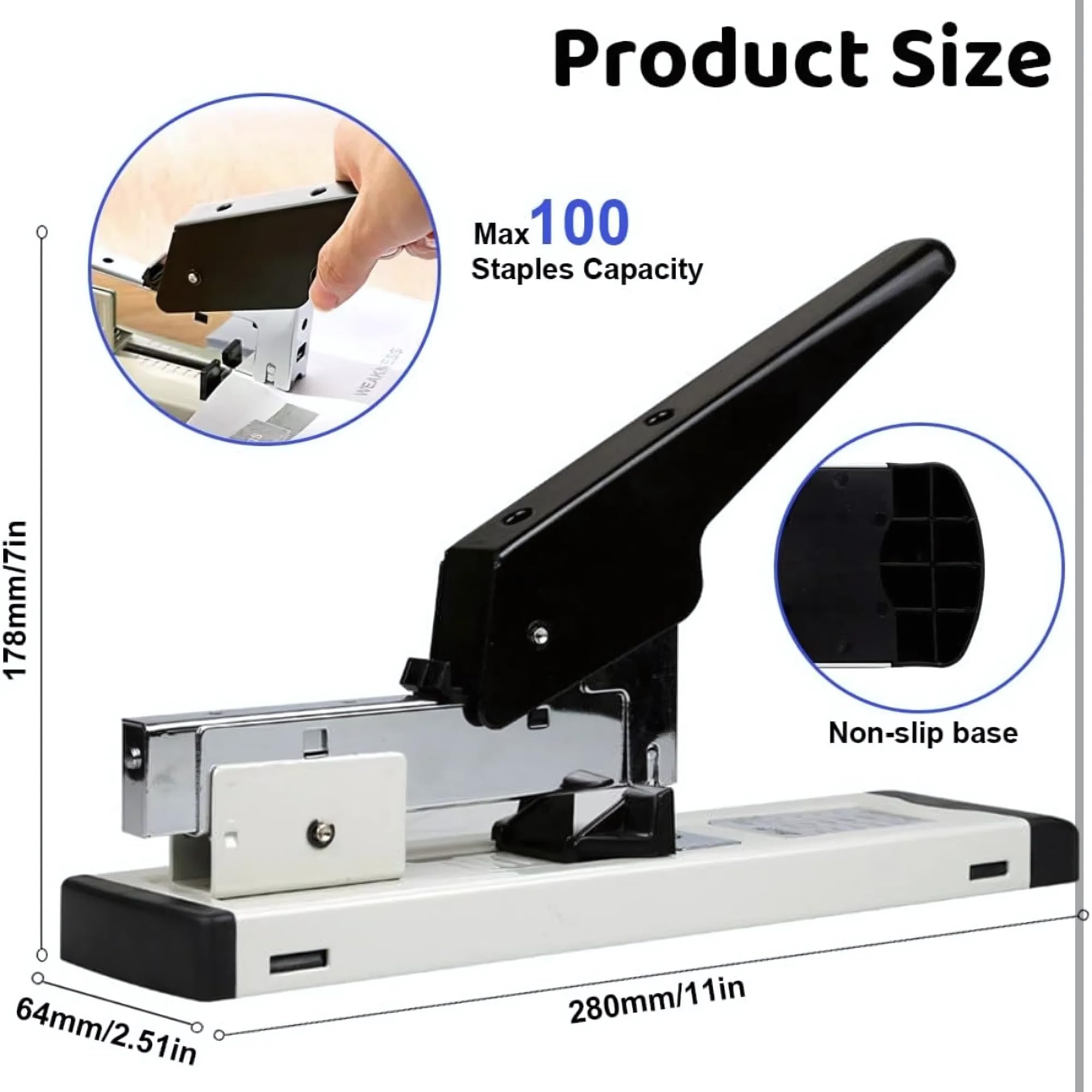 WALLZY Precise Alignment Big Stapler for Book Binding with 4000 6-13mm Staple Pins, 100 Pages Heavy Duty Stapler Big Size, Metal Large Stapler Book Binding Machine for Office (Stapler with Pins) 4