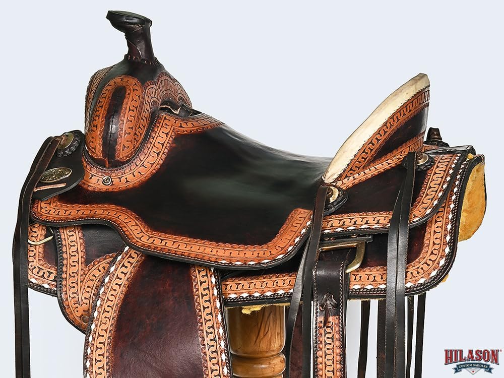 HILASON Western Horse Saddle American Leather Ranch Roping | Hand Tooled Wade & for Horses