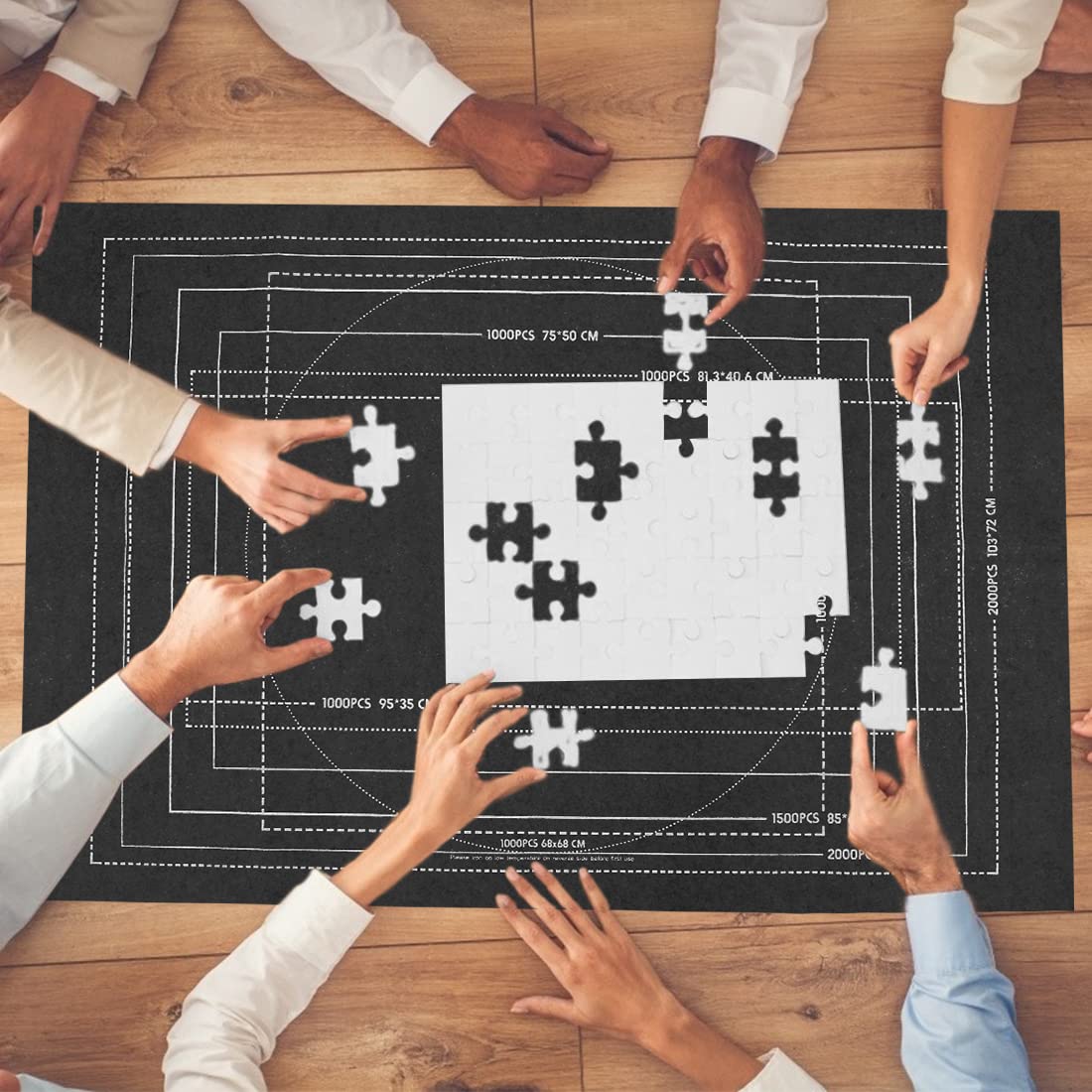 Zaloife Tapis Puzzle 2000 Pièces, Rangement et Support Enroulable, Accessoire de Stockage Noir