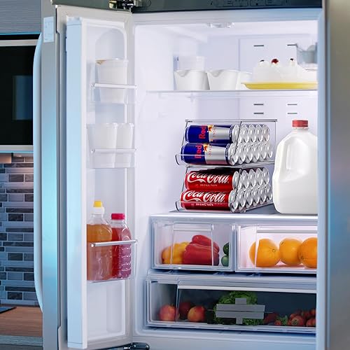 Miniatura 3 de Sorbus Skinny Soda - Organizador de latas para refrigerador, dispensador de latas delgado apilable con tapa para refrigerador, despensa, congelador,