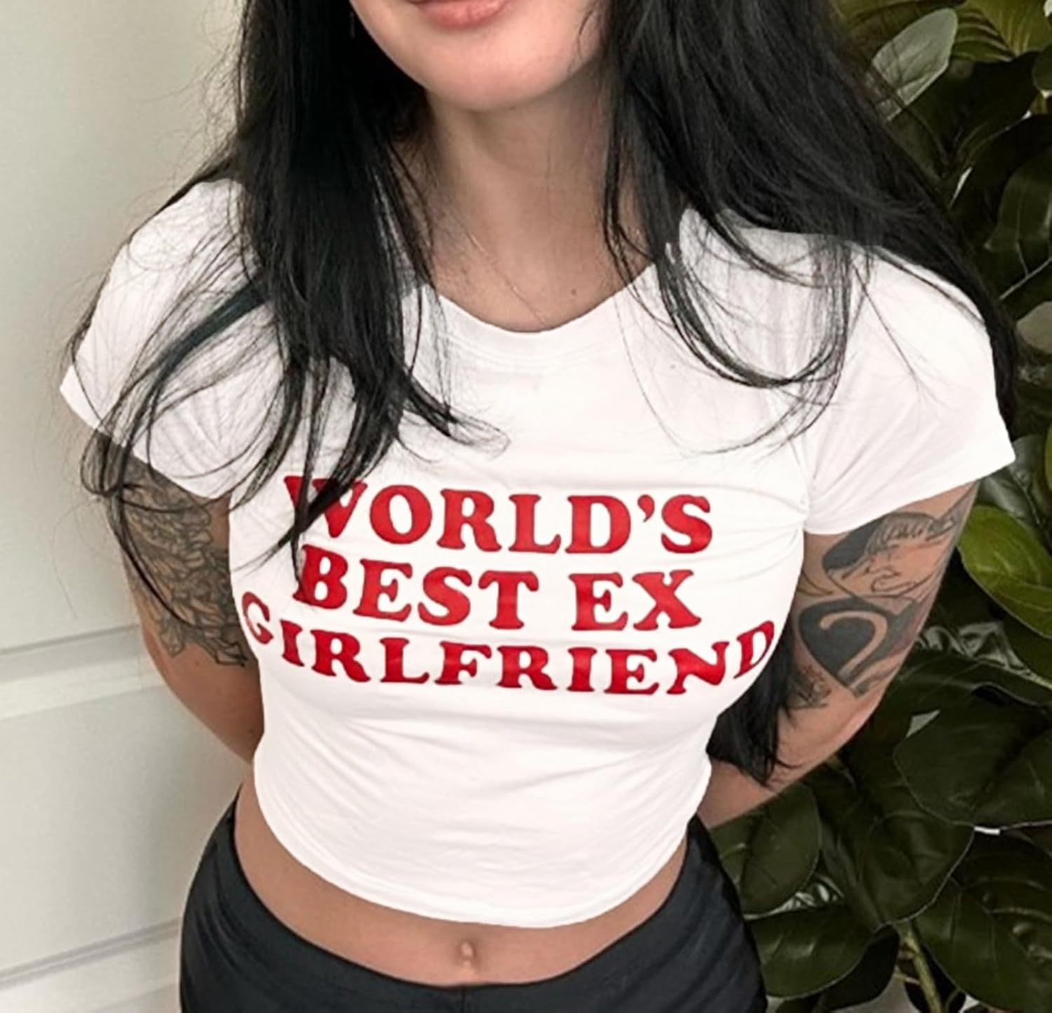 Y2k Baby Tee Shirts for Women Funny Letter Graphic Crop Tops Slim Fit Teen Girl Aesthetic Grunge T-Shirt - Image 2