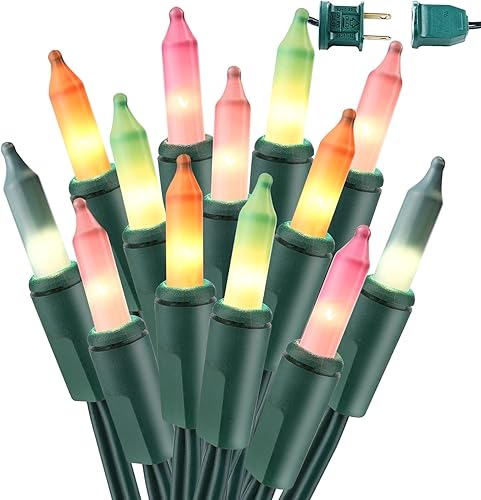 Miniatura 13 de BrizLabs 300 luces de Navidad rojas y blancas, mini luces conectables de 69.6 pies, con certificación UL, luces incandescentes de Navidad Rojo y