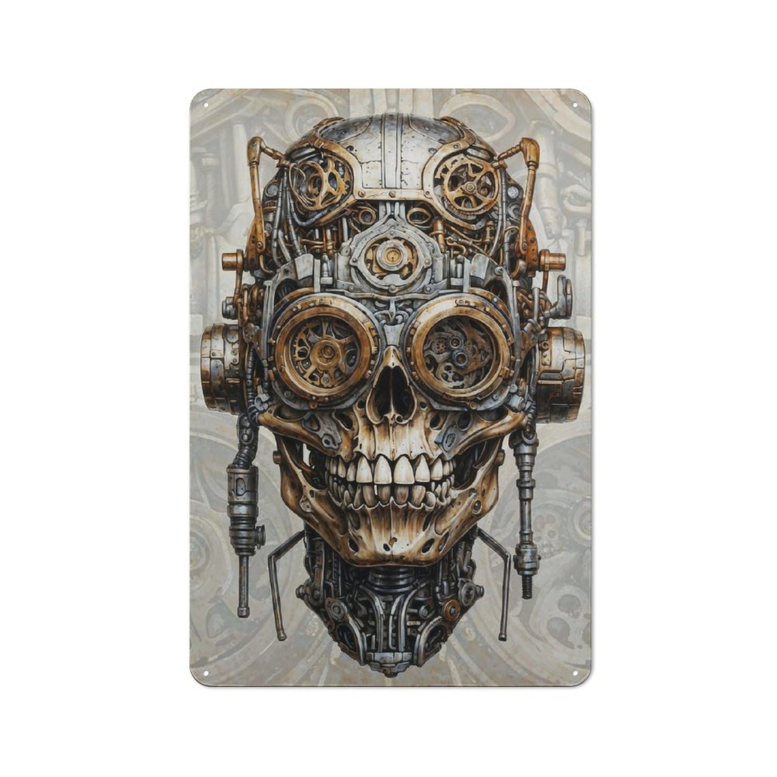 Junmoney Steampunk Cogs Skull Gear 30X20cm Retro Metal Sign With For Café Or Restaurant, For Collectors Decorating Cafés And Restaurants
