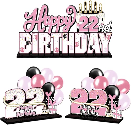 Miniatura 200 de LINGTEER Juego de centros de mesa de acrílico azul con texto en inglés «Happy 100th Birthday» – Decoración de regalo de fiesta de cumpleaños número