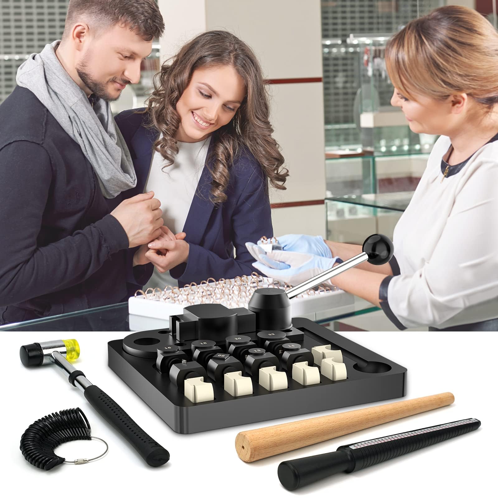 Strumento per piegare gli anelli, professionale, in nylon, per creare gioielli e orecchini, con misuratore di misurazione per lavori di precisione