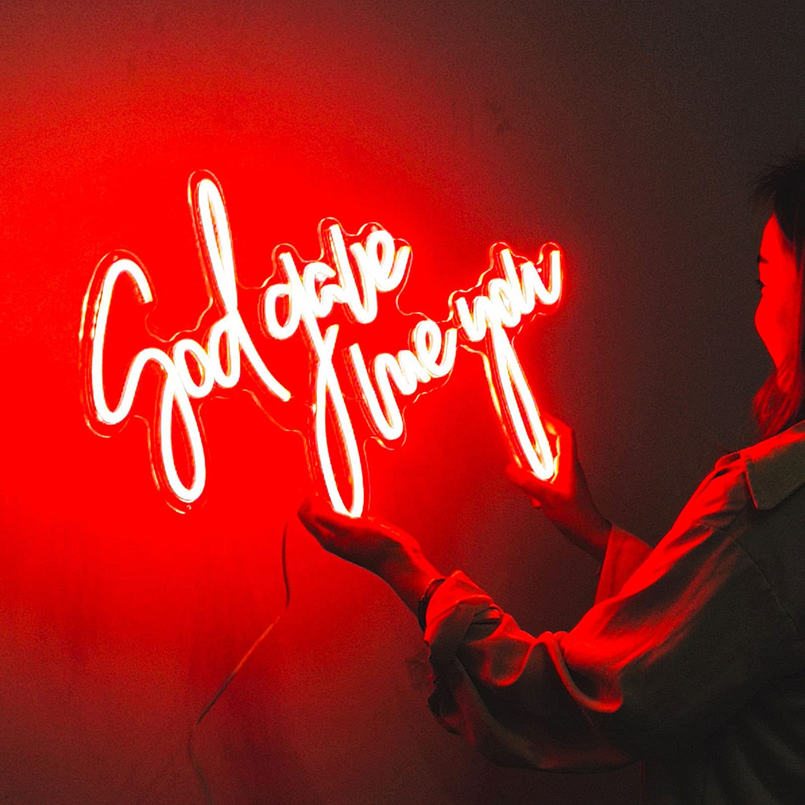Letreros de neón Big God Gave Me You Words Lámpara LED Sign Decoración de pared para boda Recepción Fiesta Bar Pub Hogar Oficina Sala de estar Navidad