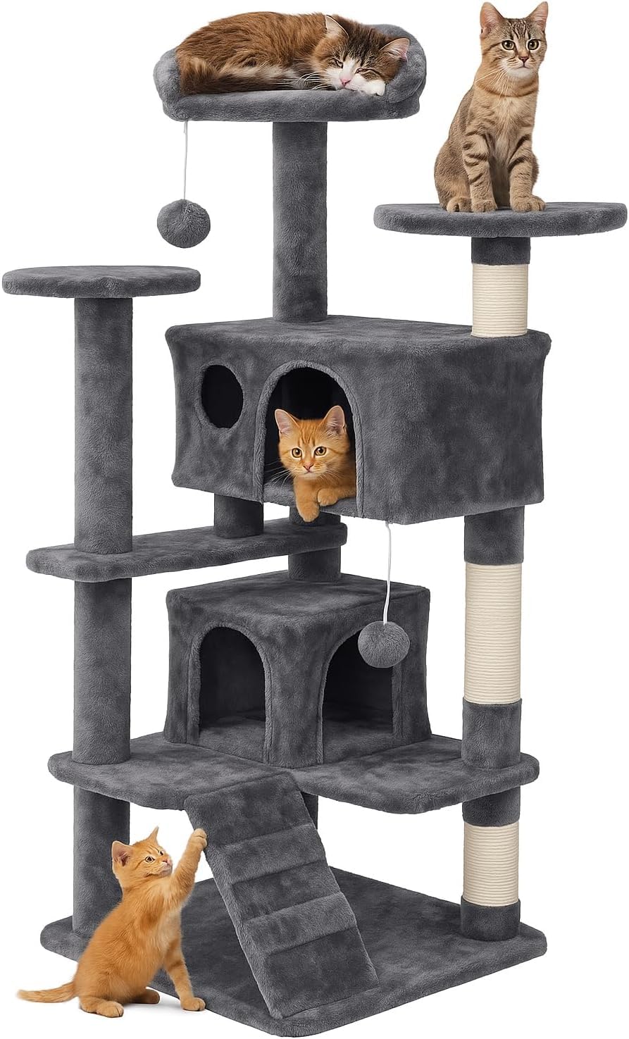 Cat Tree Tower with Sisal Scratching Posts, Condo, Bed, Dangling Ball & Playful - Sturdy Perch for Cats Kittens - Entertainment & Comfort Furniture Feline Fun (Cat Tree House)