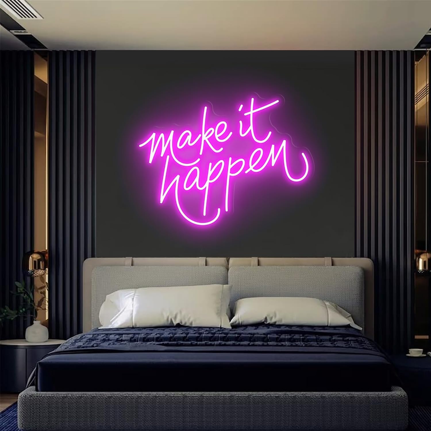 Make it happen inspirational Neon Sign Custom LED Neon Sign for studio, gym, home, bar, cafe, restaurant, office living room, Personalized Gift, Custom Gift Sign.Size:28inches(Pink) image 5