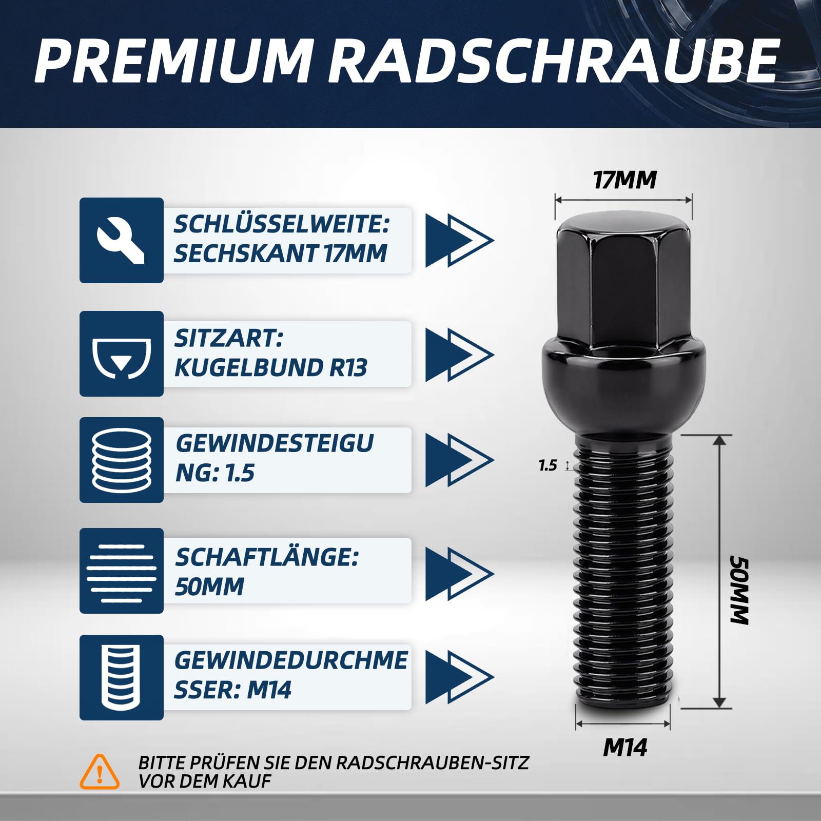 2 x 20 mm Radnaben-Distanzset 5x112 Ø66,5 für Mercedes-Benz | 40mm Spurverbreiterung für Mercedes 117/176/204/211/218. Inkl. 10 Kugelbund-Schrauben M14x1,5 (R13, 50mm). Schwarz eloxiert.