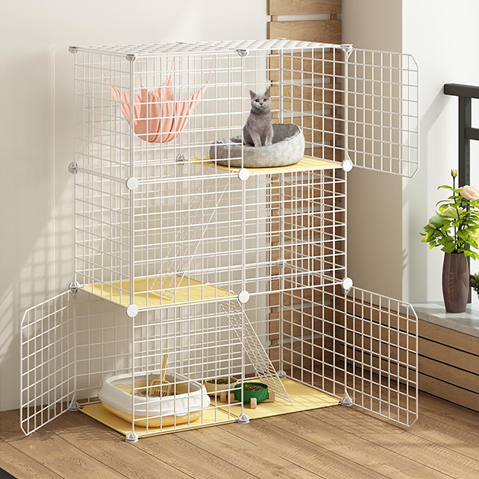 Gabbia per gatti da interno, recinto per gatti in metallo, versatile trasportino per piccoli animali, ideale per gatti, furetti e altri animali domestici, grande area di allenamento per animali