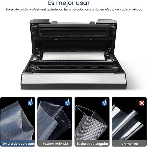 Miniatura 9 de Vakumar Máquina selladora al vacío líquida, máquina selladora al vacío de 90 Kpa, modos seco/húmedo/líquido, luz indicadora LED, diseño bloqueado