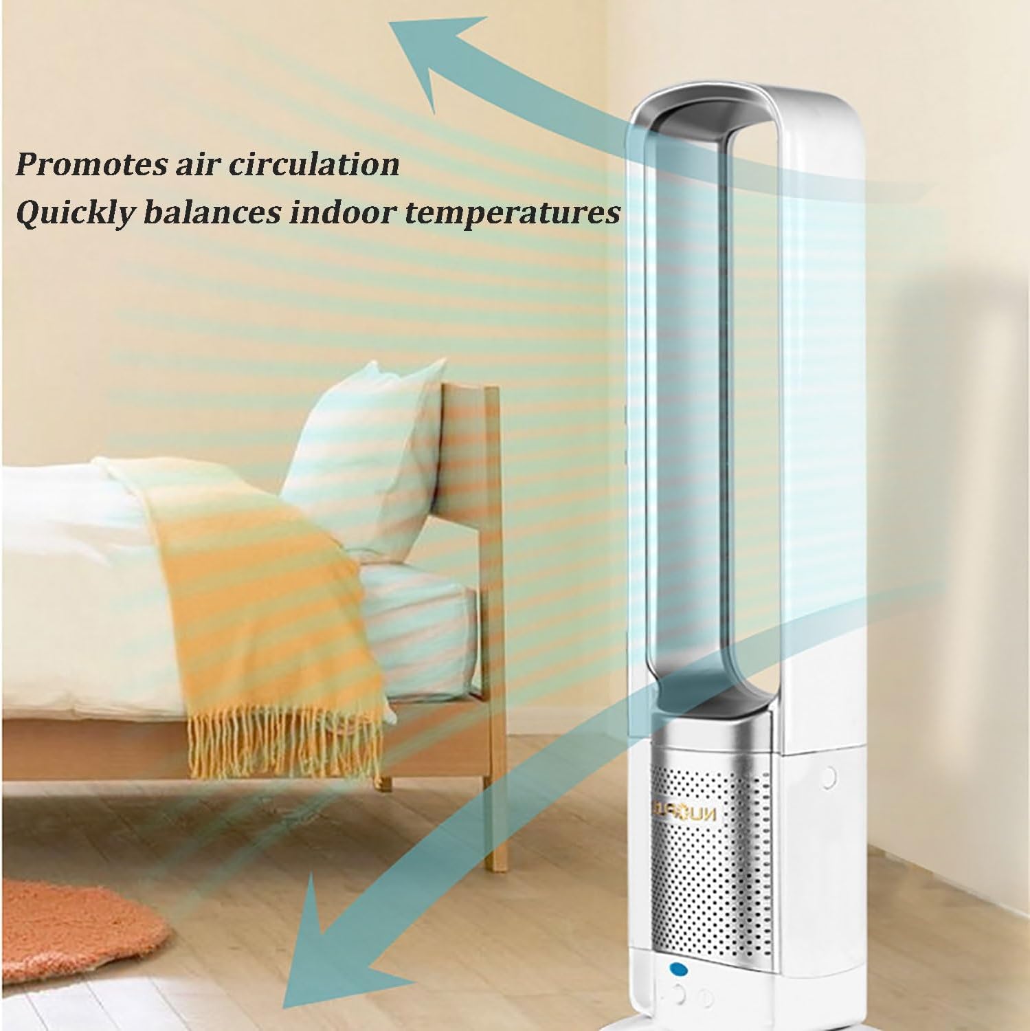 Oscillating Standing Fan Bladeless Tower Fan for Bedroom 12H Timer 8 Speeds Remoter 4 Colors Option for Bedroom Living Room Office(Pink)