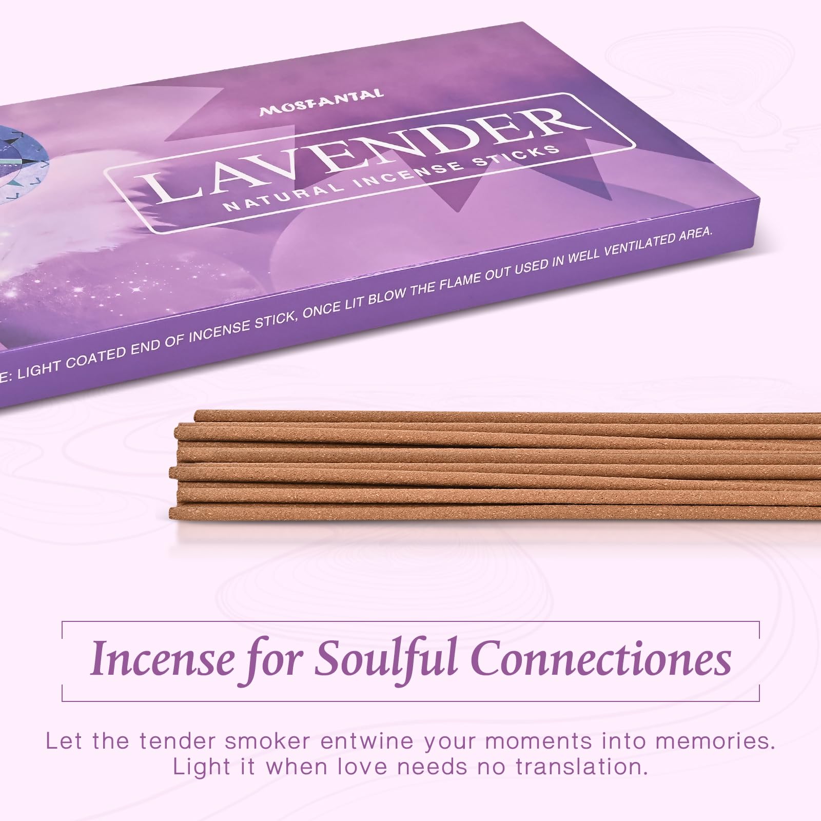 Lavendel-Räucherstäbchen, natürliche Räucherstäbchen für Entspannung, Meditation und Schaffung einer ruhigen Atmosphäre (100 Stäbchen und 1 Brennerhalter)