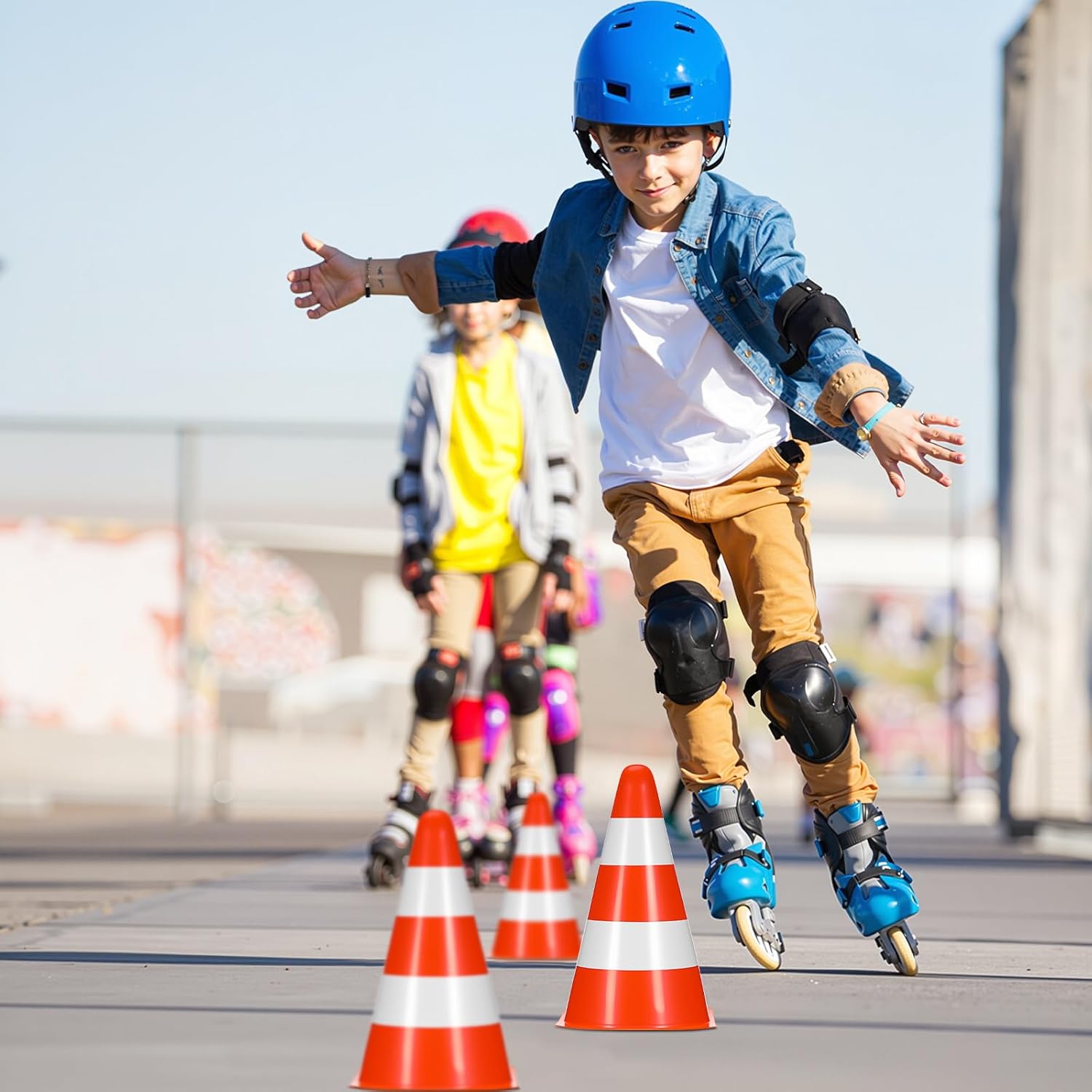 DOITOOL 6pcs Plastic Traffic Cones: High Visibility Training Marker Cones for Road Safety Construction Parking Barrier and Kids Safety