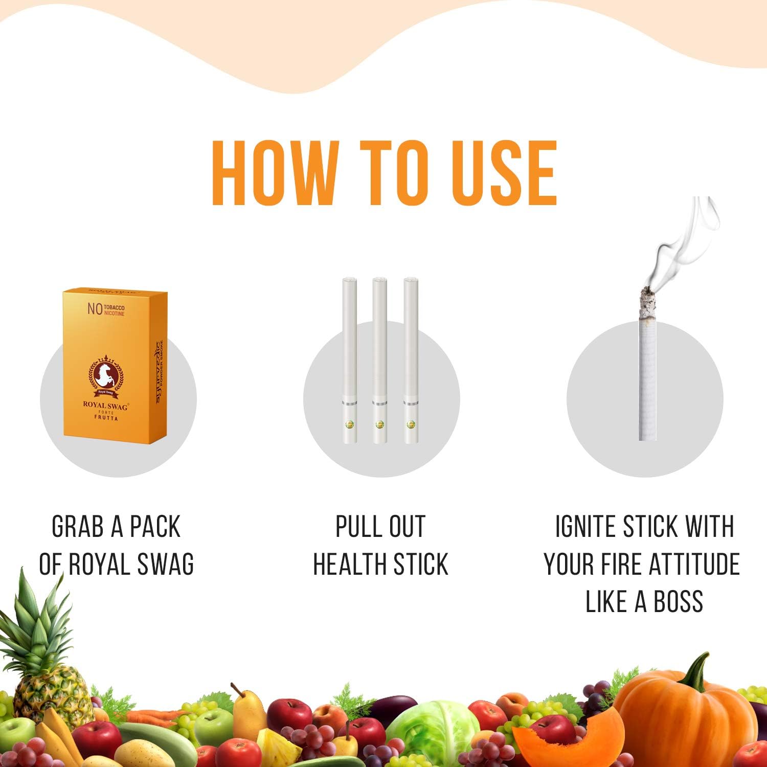 ROYAL SWAG Ayurvedic & Herbal Cigarette, Combo Pack of Fruta, Clove, Mint Flavour Smoke (100 Stick Each) Nicotine Free & Tobacco Free Cigarettes Helps in Quit Smoking - (Pack of 300 Sticks) : Health & Household