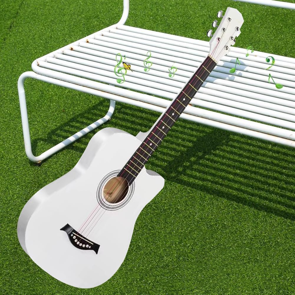 38Inch/40Inch/41Inch Acoustic Guitar Set, Linden Wood Top Mahogany Compact Travel Guitar, Body Balanced Rich Tone for Beginners Adults,Polished blue,38in