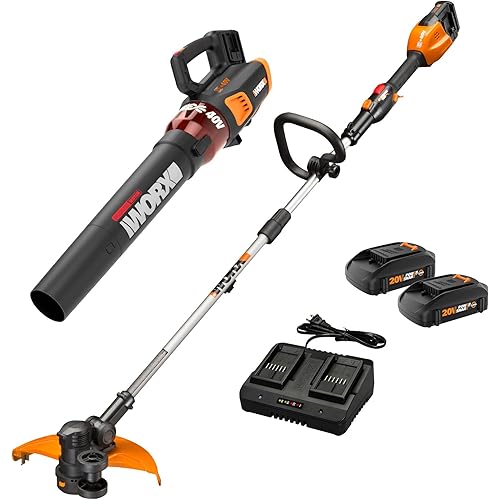 WORX 40V 13" Cordless String Trimmer/Edger + Leaf Blower Combo Kit, Batteries & Charger Included WG927