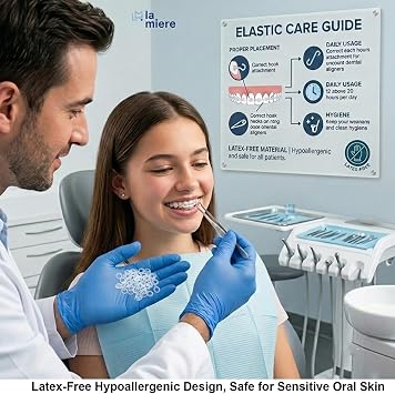 Clear Non-Latex 100 counts, Intraoral Elastic Bands Orthodontic Elastics Dental Rubber Bands Made in US Heavy 1/4'', Clear