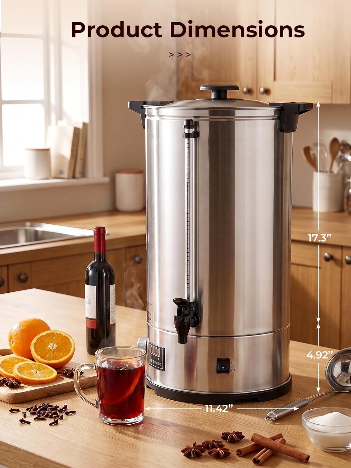 FOHERE 26.4QT Hot Water Dispenser，Canning Boiler With Rack