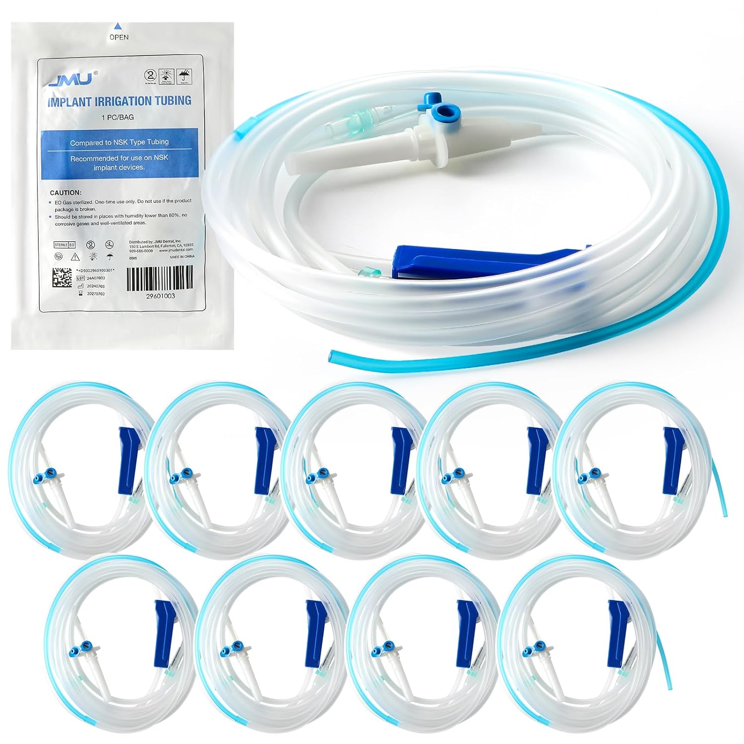 JMU 10PCS Dental Implant Irrigation Tubing, Compared to NSK Type Tubing, EO Gas Sterilized, Individually Packed